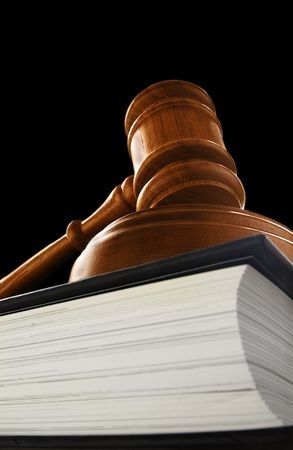 gavel on top of law book